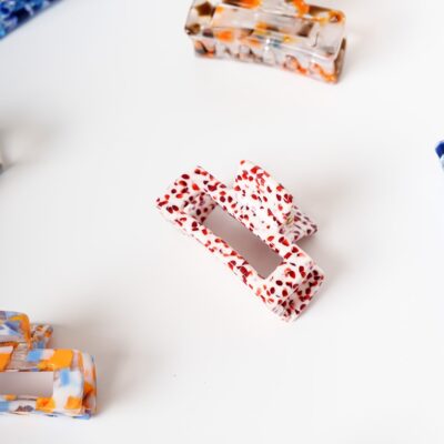 haarspeld haarklem clips fijn haar stevig clip dun haar bolletjes rood bollen gespikkeld