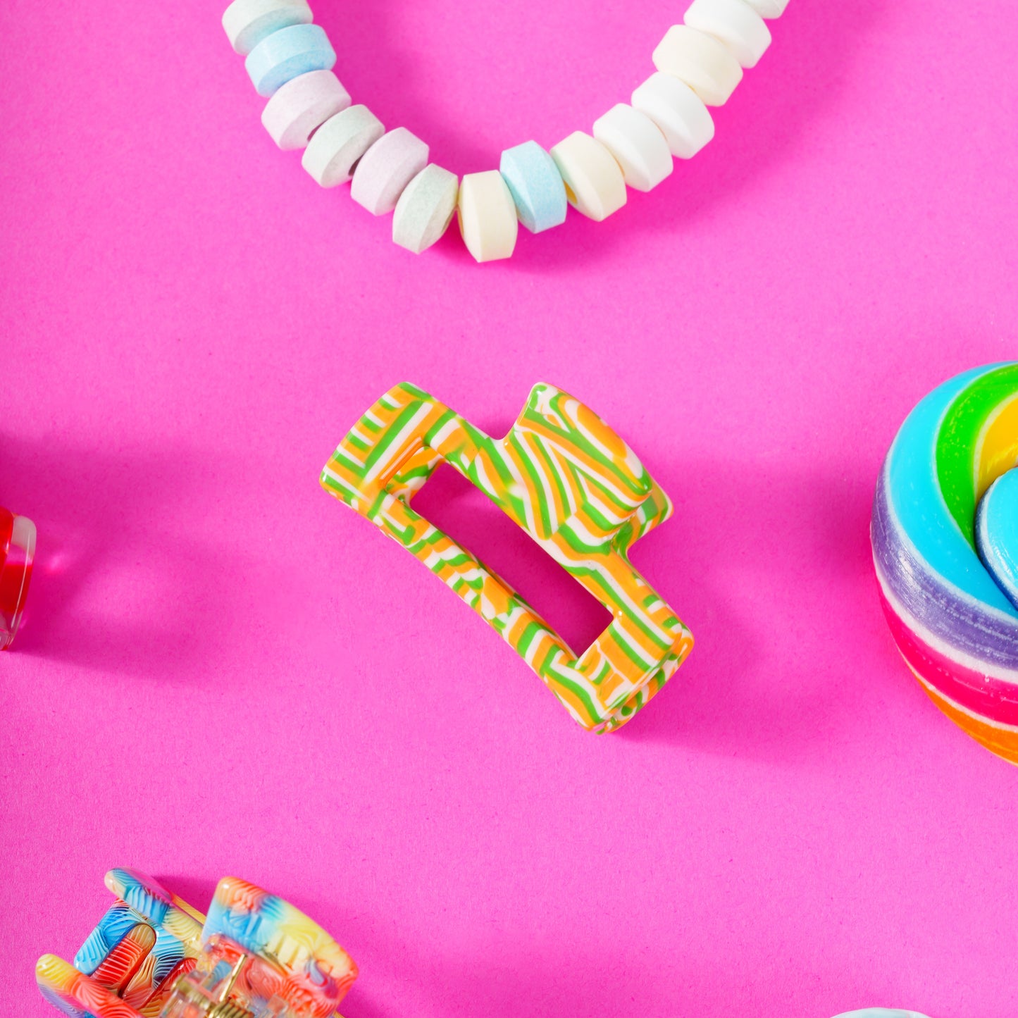 haarspeld haarklem clips fijn haar stevig clip dun haar gestreept groen oranje