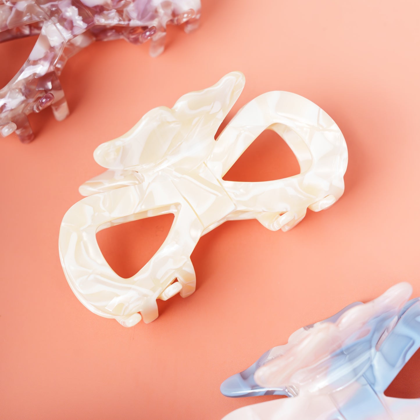 clip haarspeld fijn haar dik haar kwalitatief strik stevig clips marmer wit