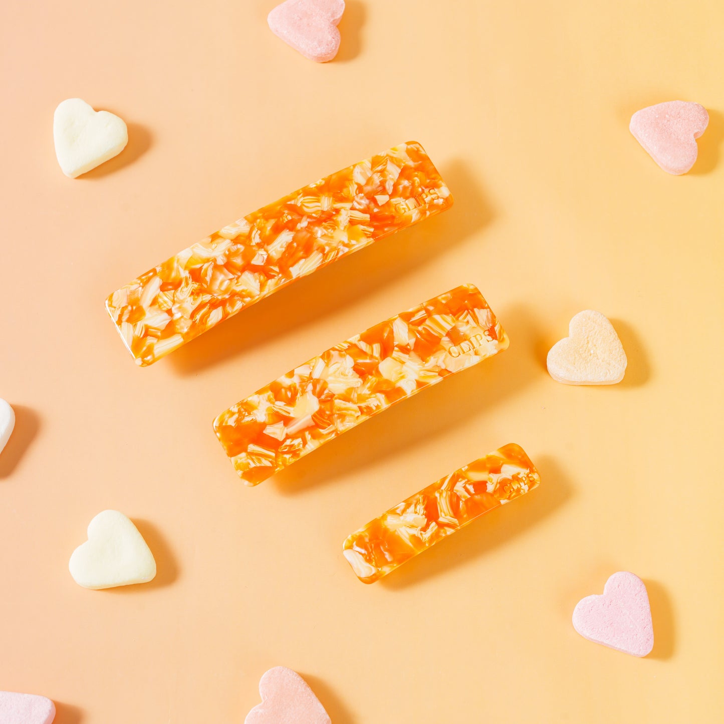 click french clip metaal haarspeld fijn haar dik haar kwalitatief stevig clips marmer oranje