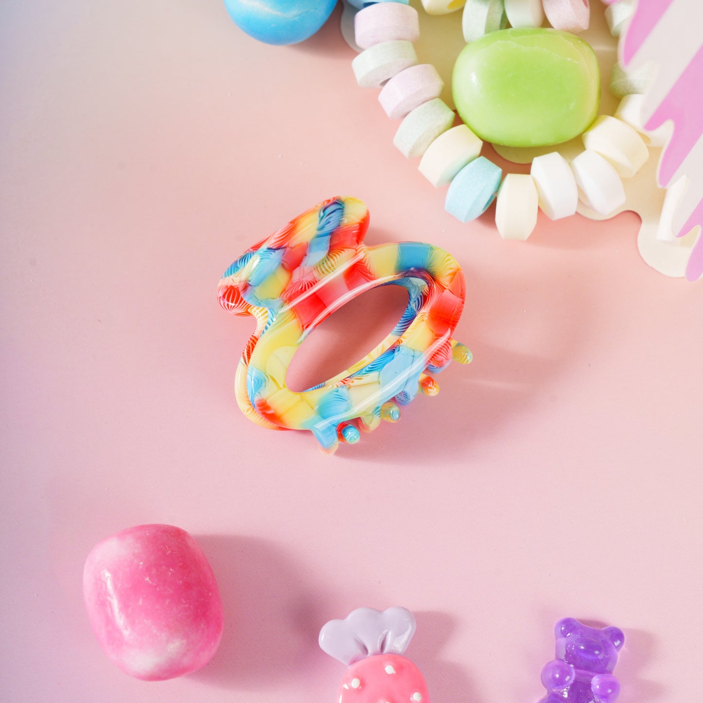 Kleine ronde haarspeld fijn haar stevig knijpt goed glad haar mozaïek multicolor