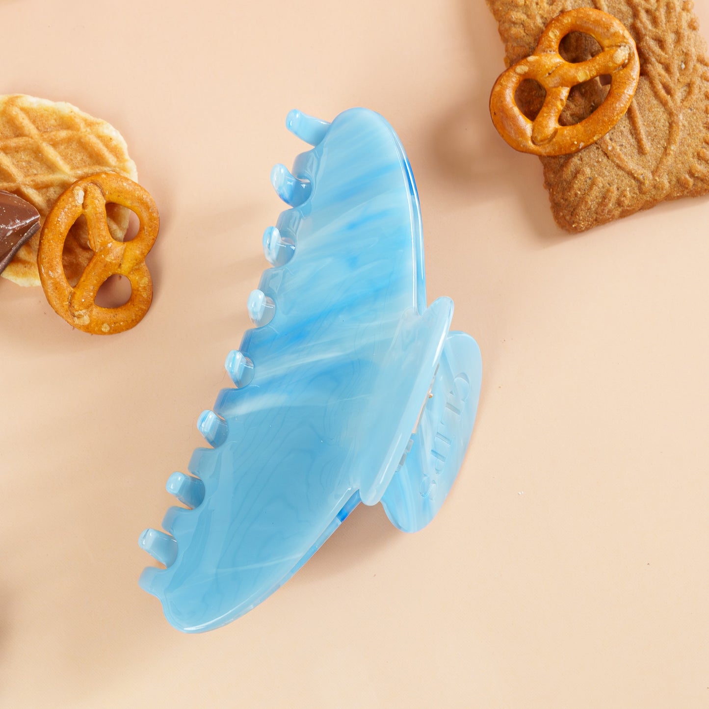 Grote ronde haarspeld clips dik haar marmer hemelsblauw