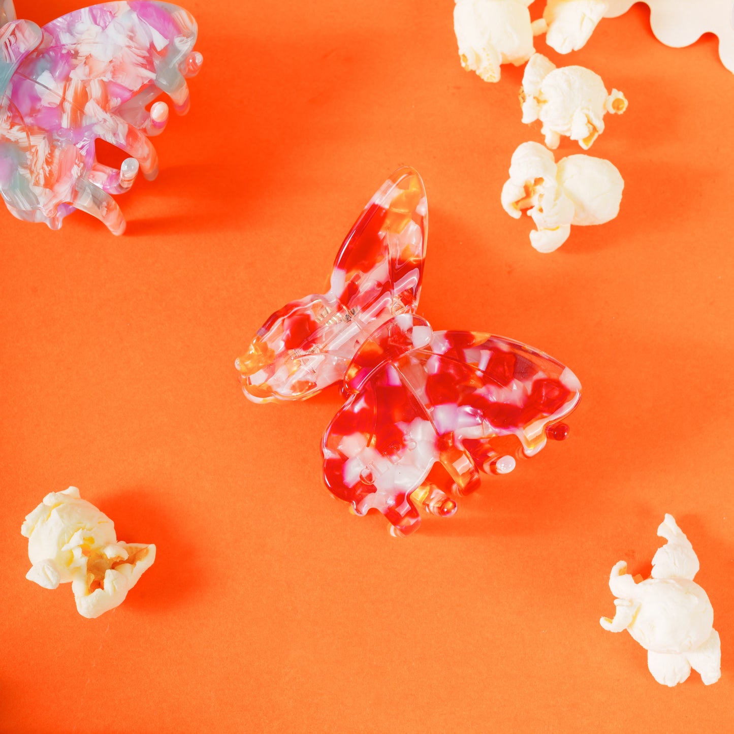 haarspeld clips haarklem vlinder oranje rood gevlekt