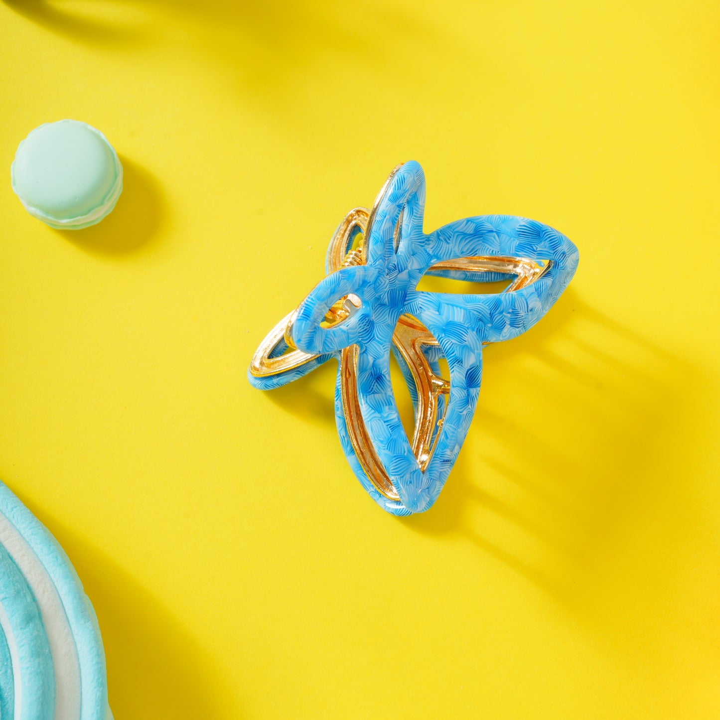 Vlinder haarspeld metaal dik haar haarklem clips clip mozaïek blauw