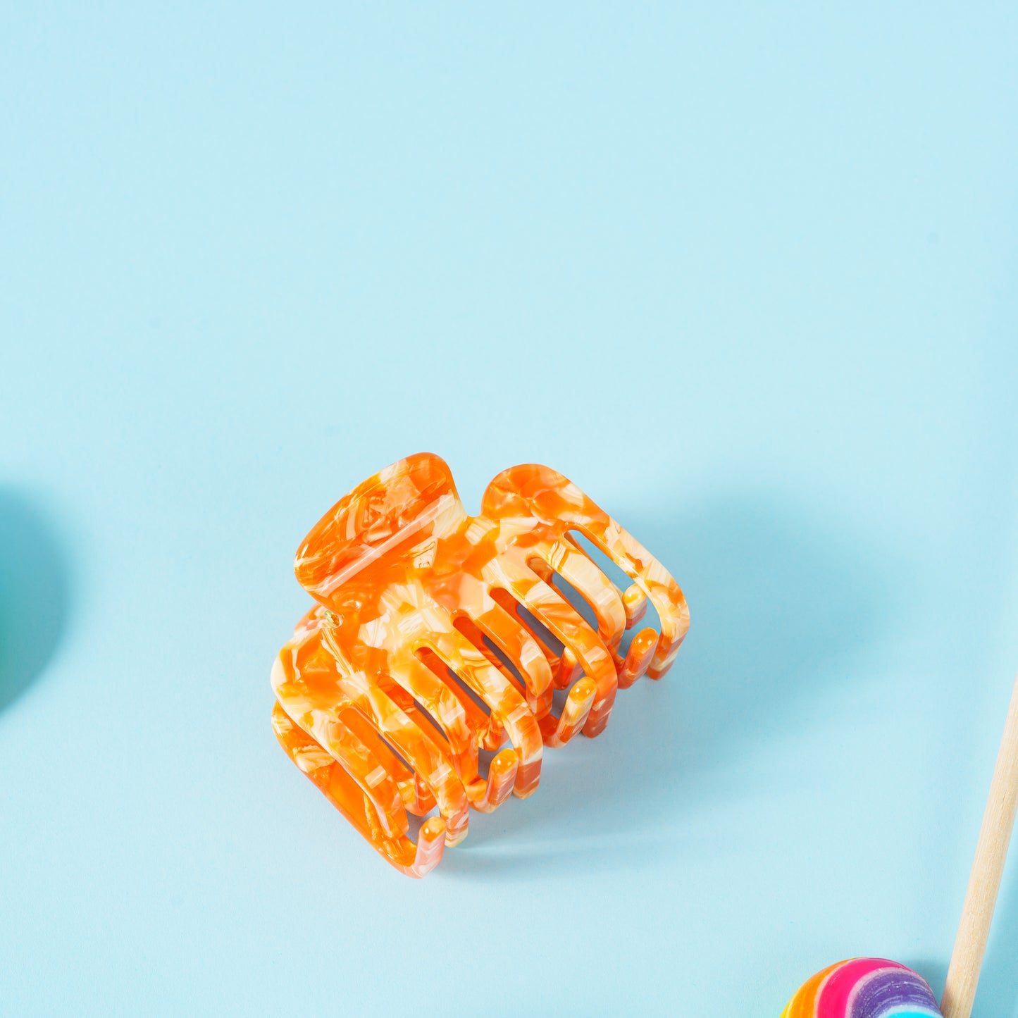 Clips haarspeld haarklem extra tandjes fijn haar glad haar marmer oranje