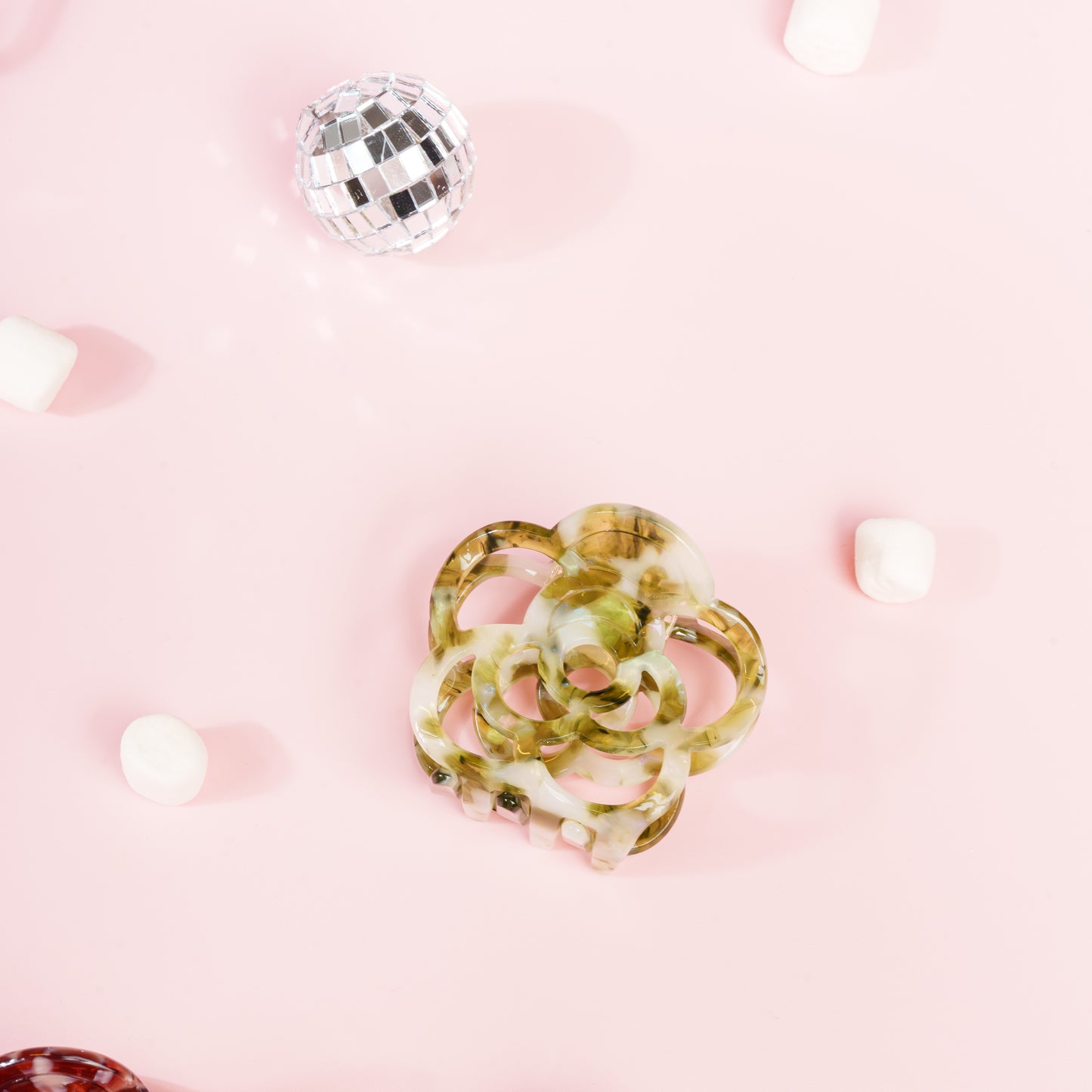 bloemen haarspeld fijn dun haar clips marmer mosgroen