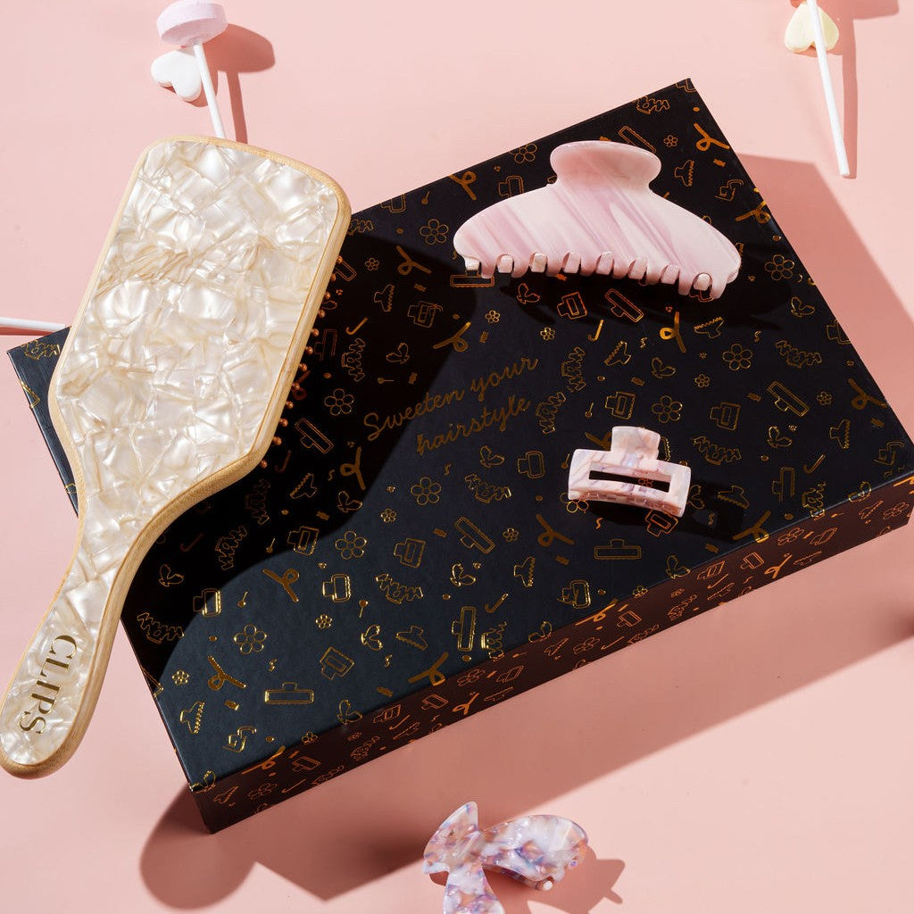 haarklem clips haarspeld geschenkverpakking borstel
