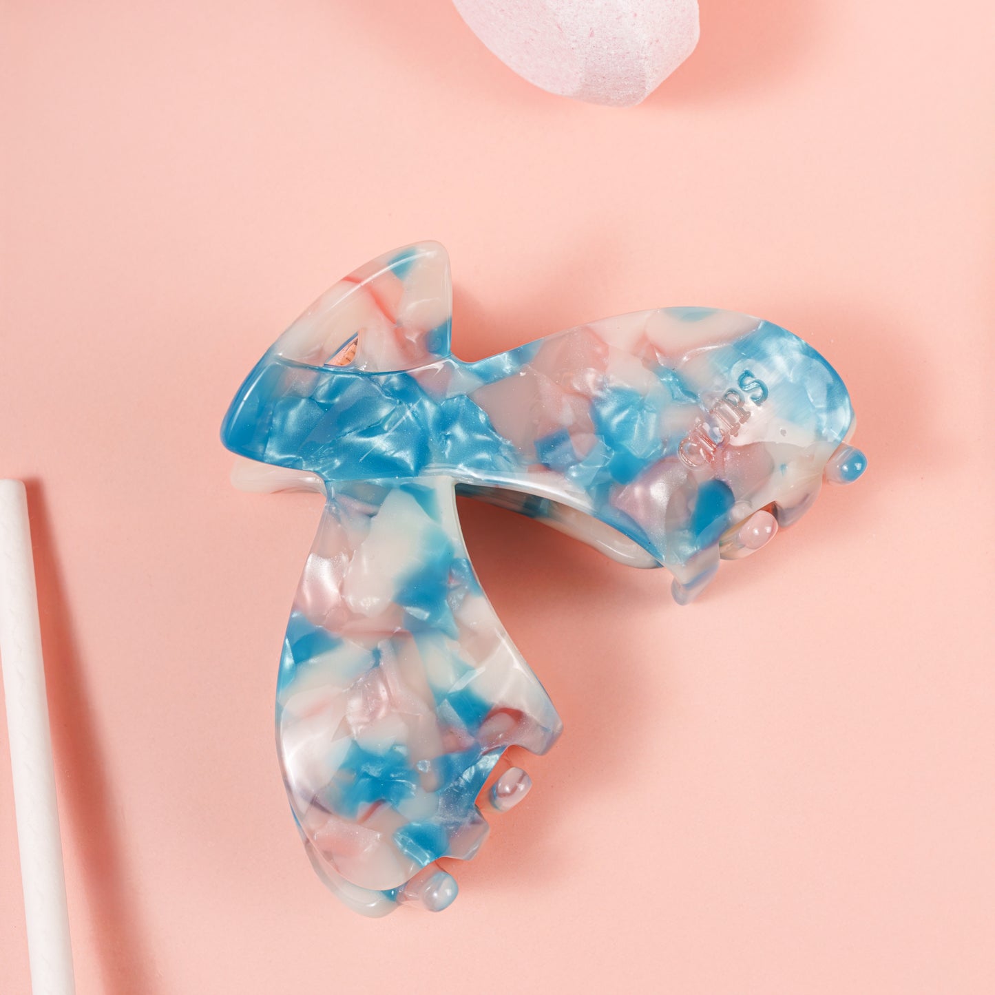 Julia gesplitste clip haarspeld haarklem clips extra tandjes fijn haar dik haar stevig marmer blauw roze