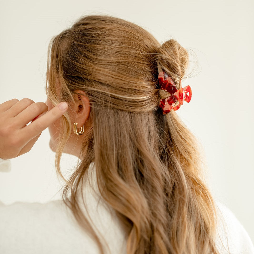 Julia gesplitste clip haarspeld haarklem clips licht groen extra tandjes fijn haar dik haar stevig rood