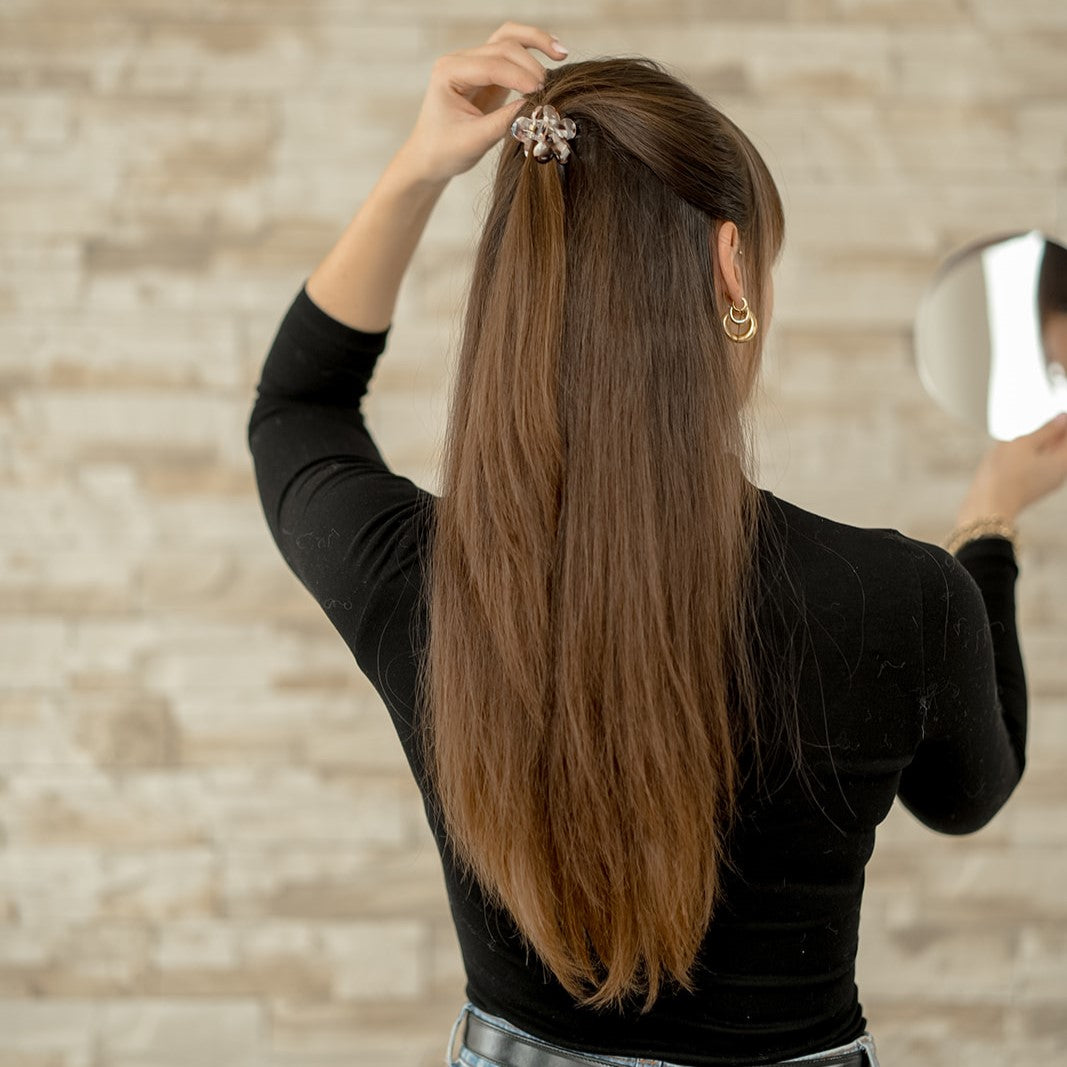 Kleine marmeren bloemen haarspeld clips fijn dun haar