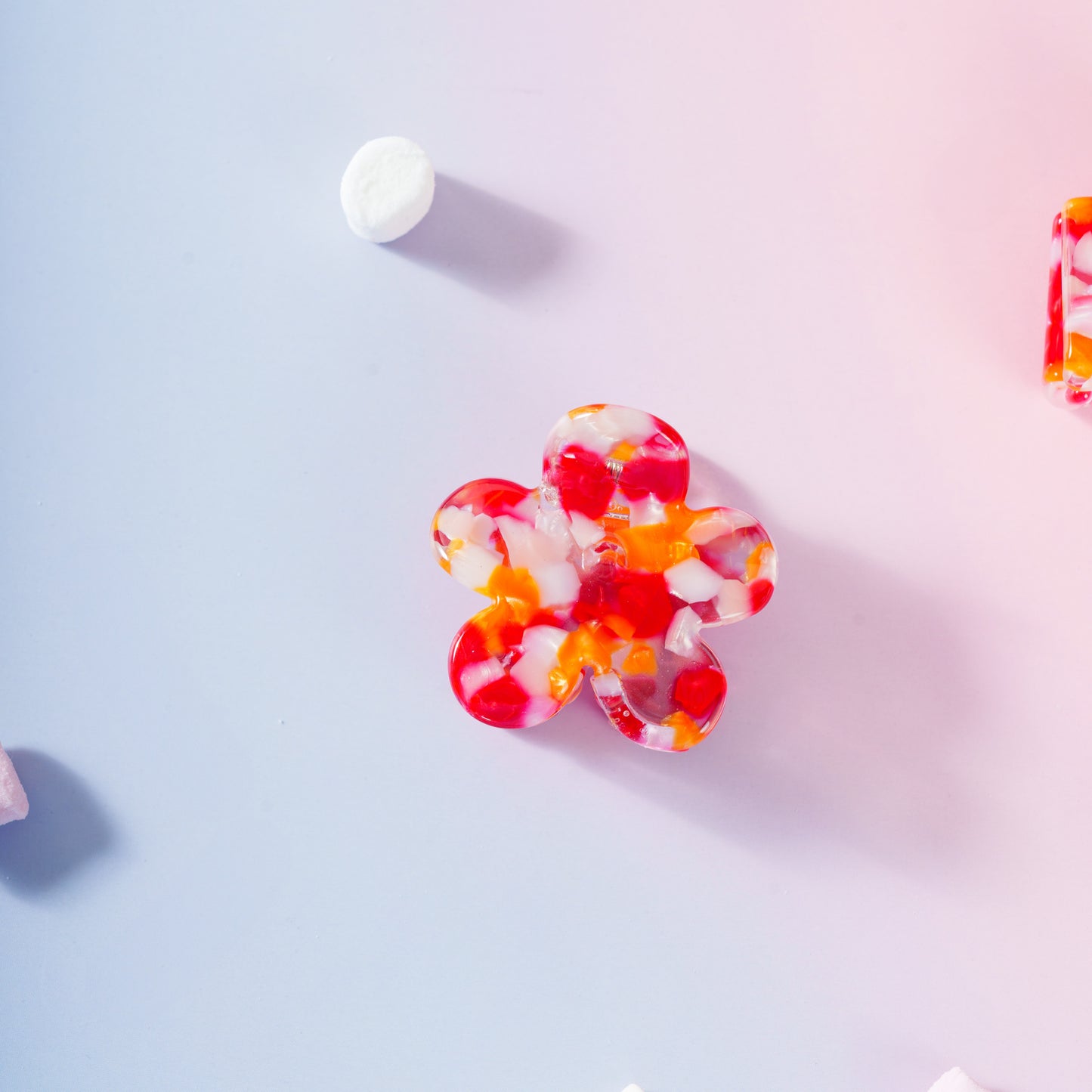 Bloemenhaarspeld bloem kleine bloem clip haarklem fijn haar dik haar alle haartypes oranje rood gevlekt