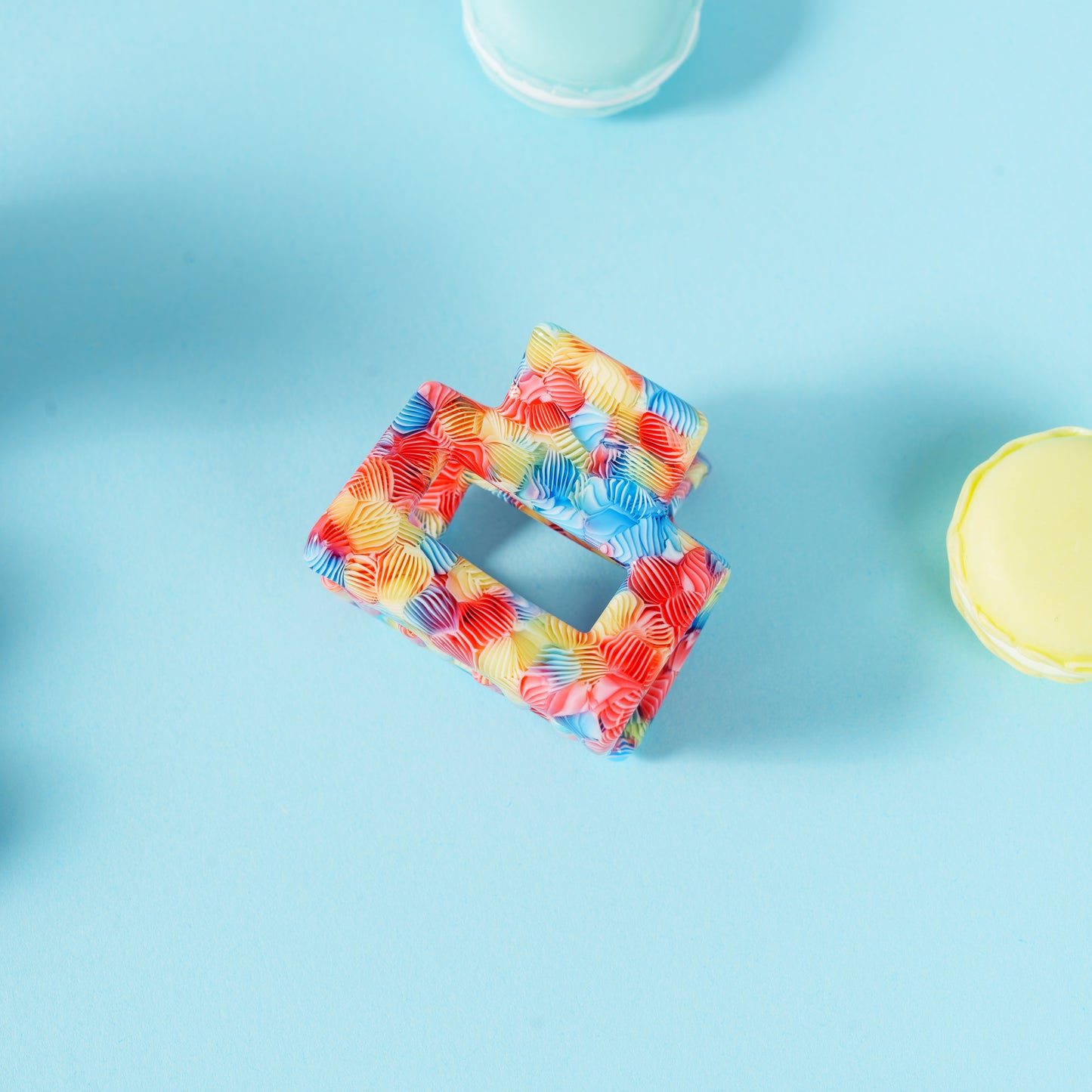 Mini Viv clip kleine vierkante haarspeld mozaïek multicolor