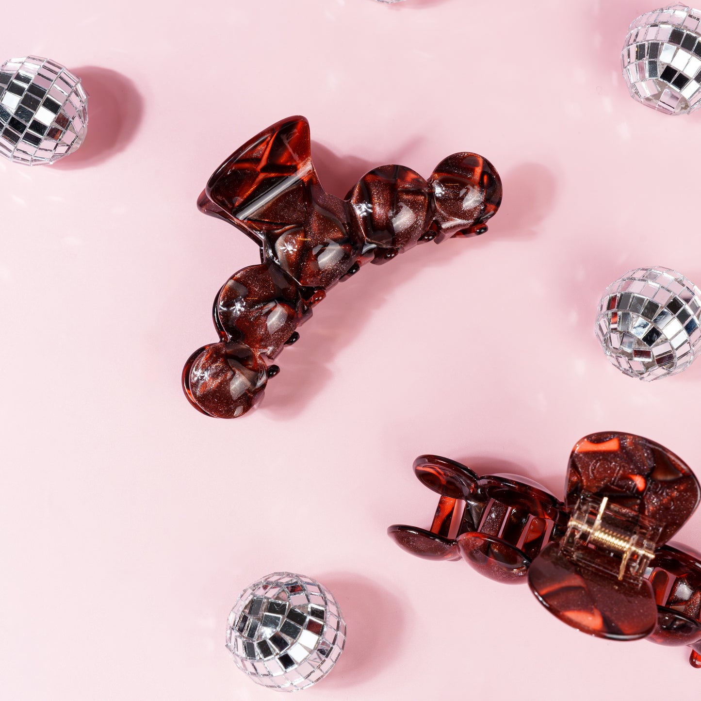 Noé clip bubbly grote haarspeld glitter donkerbruin