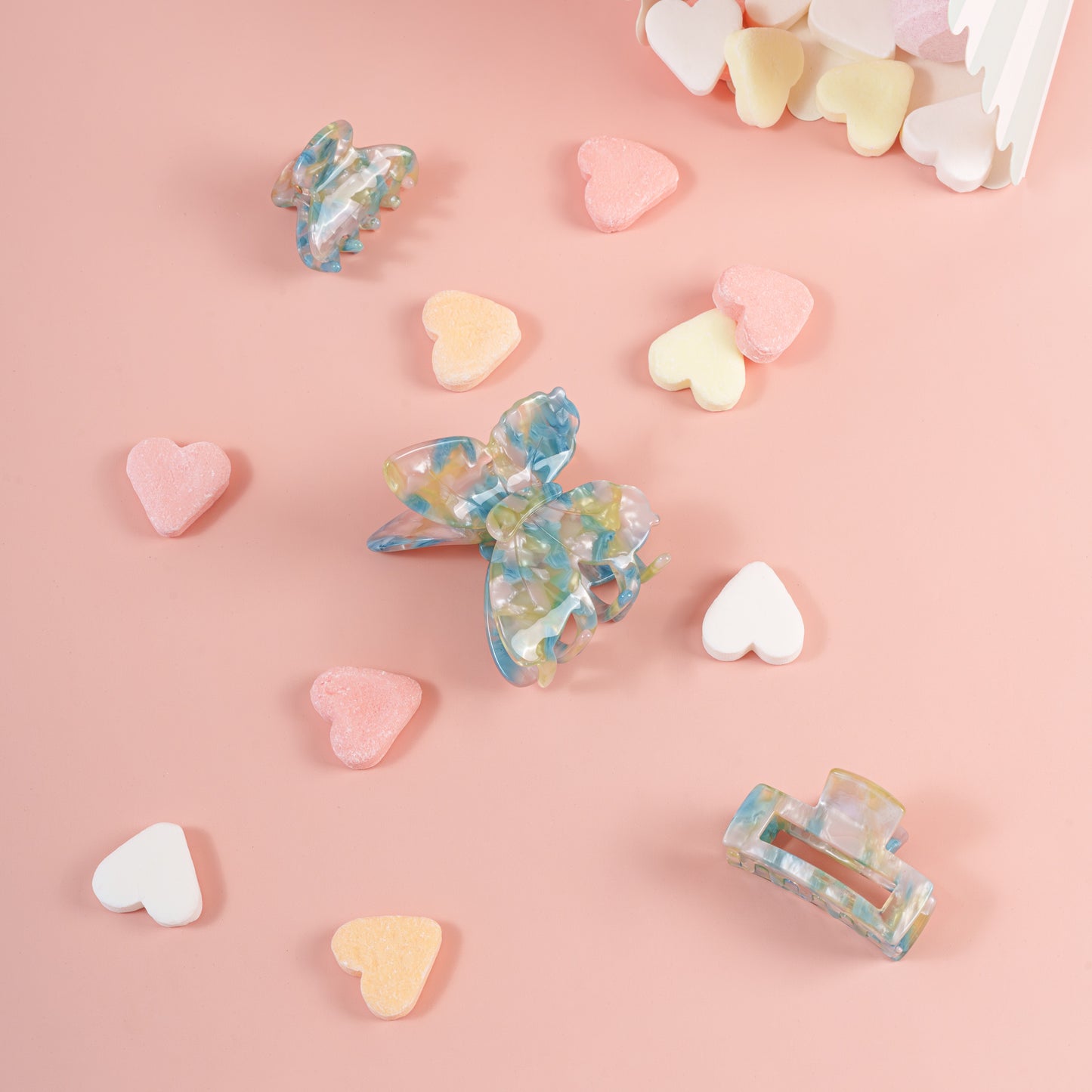 haarspeld clips haarklem vlinder marmer blauw groen roze