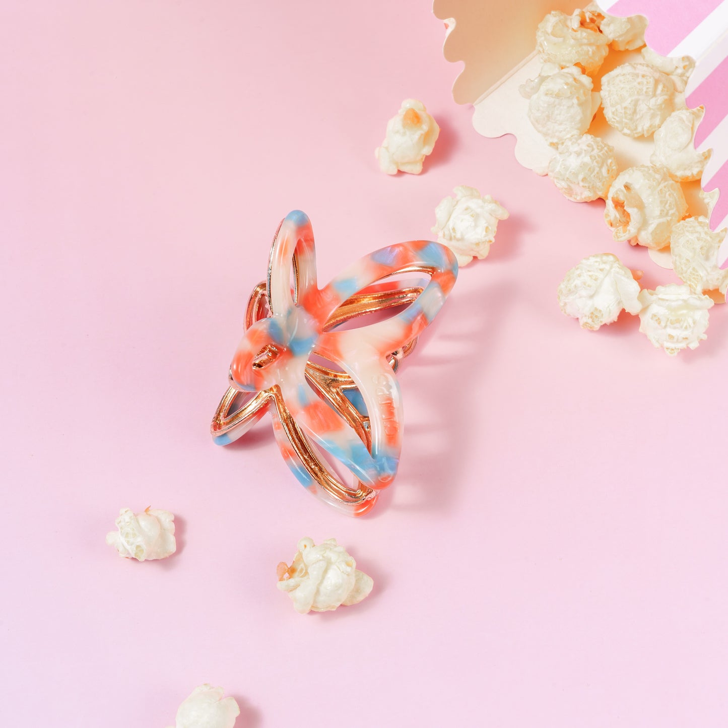 Vlinder haarspeld metaal dik haar haarklem clips clip marmer blauw oranje
