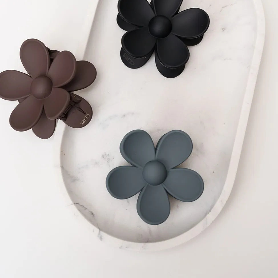 haarspeld bloem haarklem clips extra tandjes glad haar fijn dik stevig grijs bruin zwart