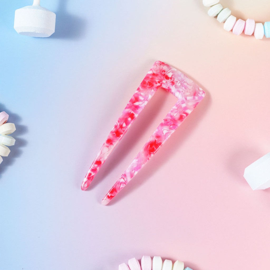 french pin clips haarspeld normale haardikte french twist floral roze