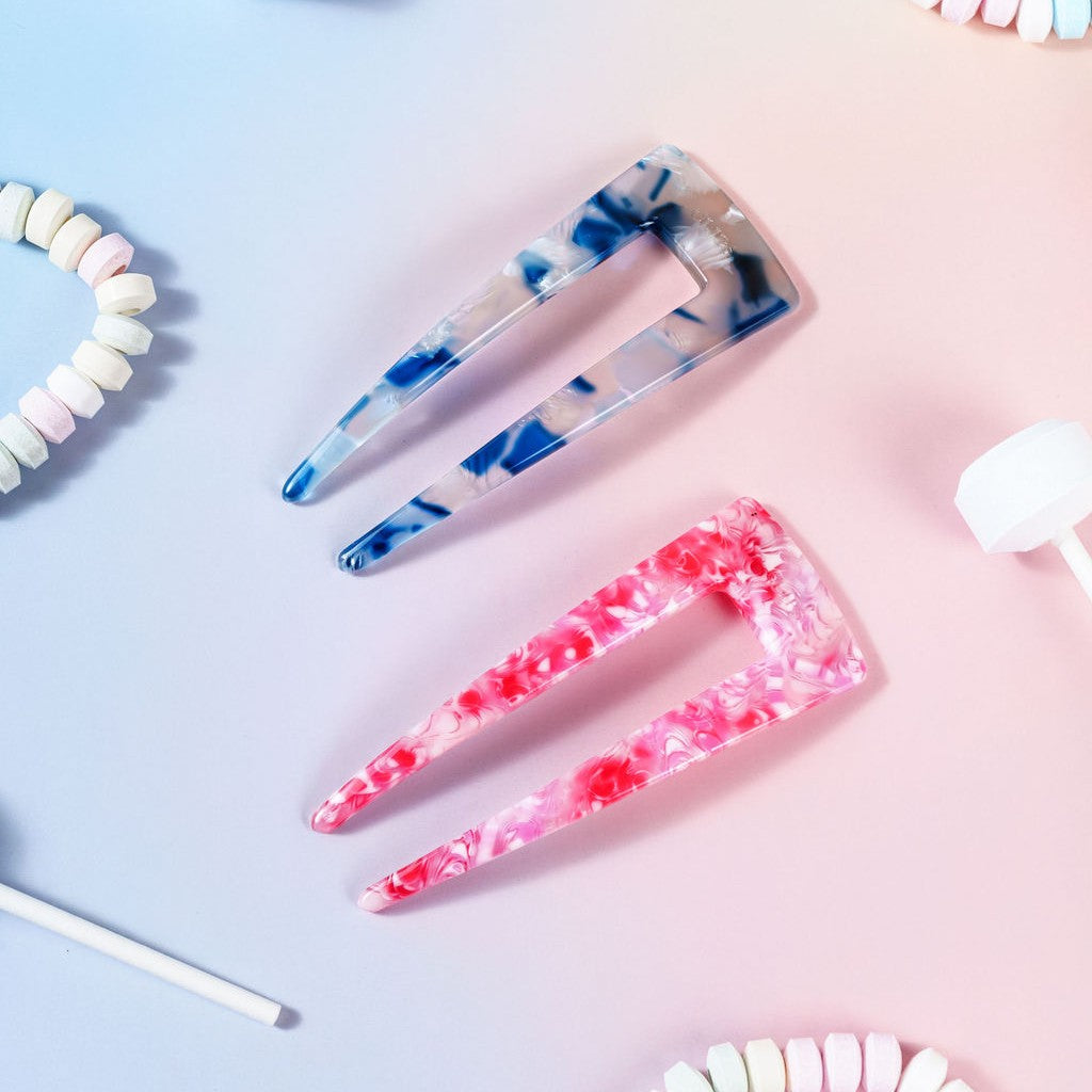 french pin clips haarspeld normale haardikte french twist floral roze gevlekt blauw