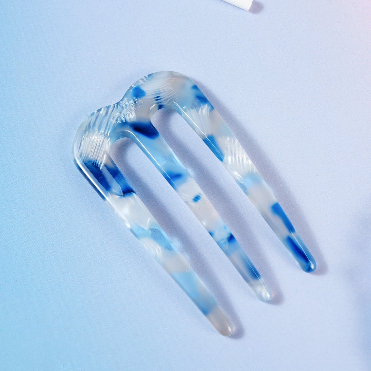 polly french pin clip glad fijn haar blauw gevlekt