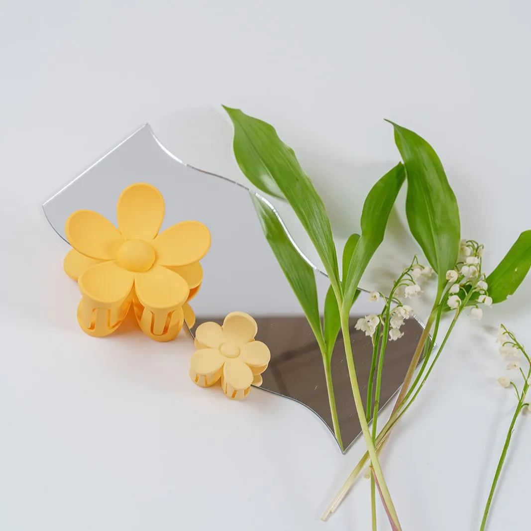 haarspeld bloem haarklem clips extra tandjes glad haar fijn dik stevig geel
