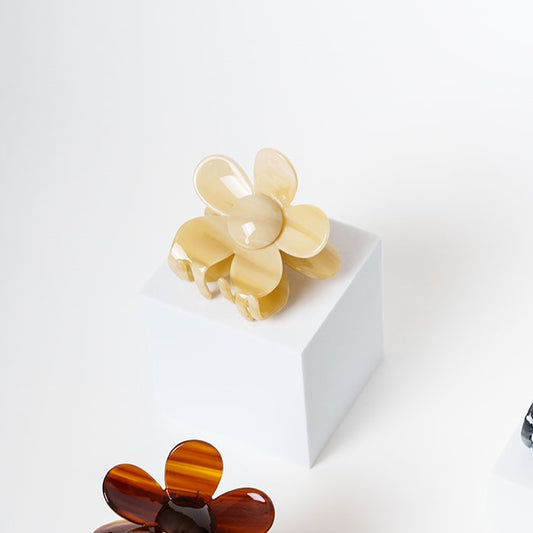 haarklem bloem acetaat kwalitatief stevig extra tandjes dik haar haarspeld clips beige bruin