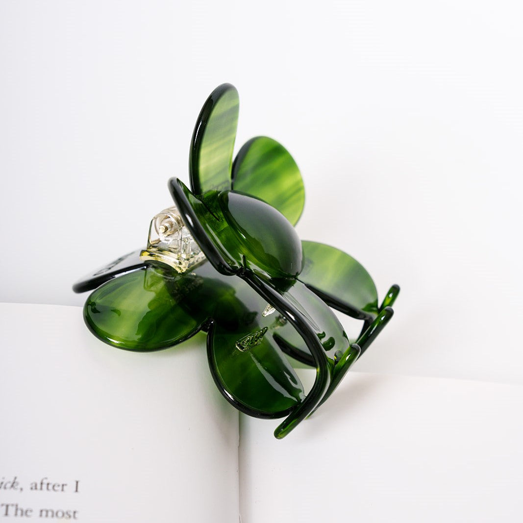 haarklem bloem acetaat kwalitatief stevig extra tandjes dik haar haarspeld clips groen