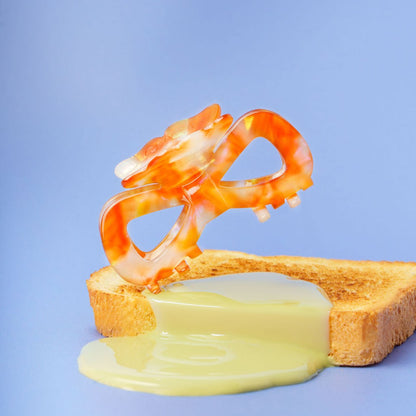 clip haarspeld  fijn haar dik haar kwalitatief strik stevig clips caramel wit oranje