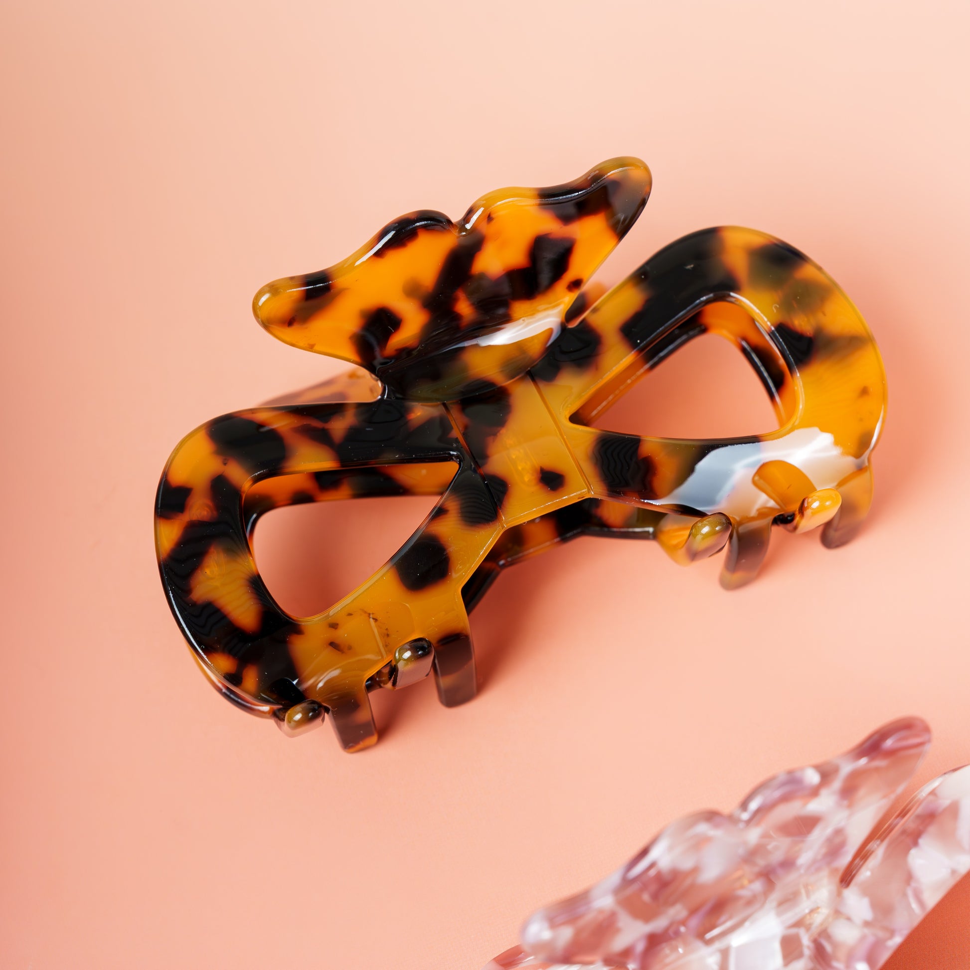 clip haarspeld  fijn haar dik haar kwalitatief strik stevig clips marmer bruin