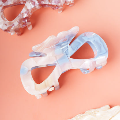 clip haarspeld  fijn haar dik haar kwalitatief strik stevig clips marmer pastel blauw roze