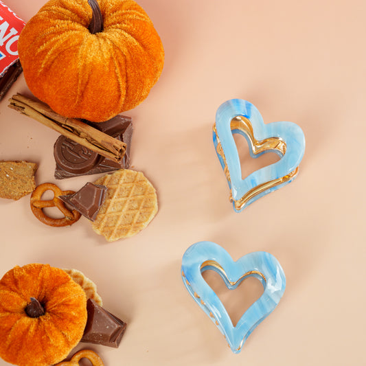 brennie clip haarspeld hartje metaal dik haar marmer hemelsblauw