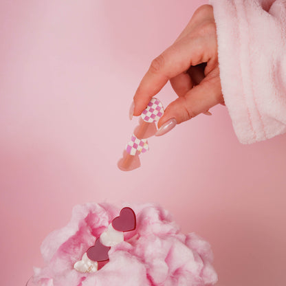 Knijp clip hartjes Célia Valentijn roze rood geruit