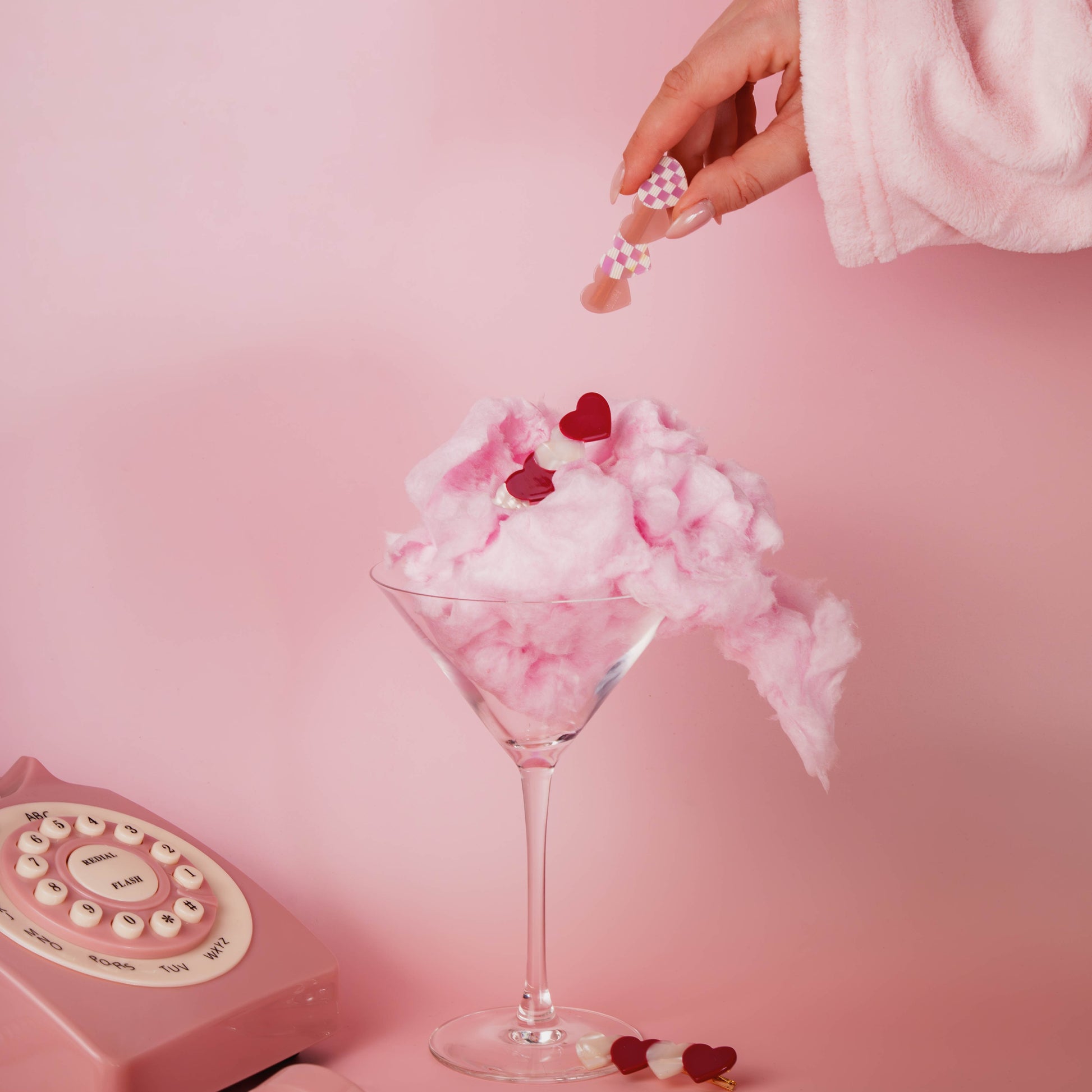 Knijp clip hartjes Célia Valentijn roze rood geruit rood wit