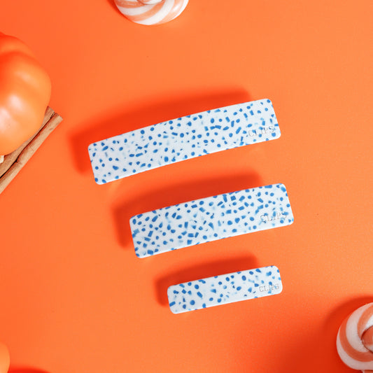 click french clip metaal haarspeld fijn haar dik haar kwalitatief stevig clips gespikkeld blauw