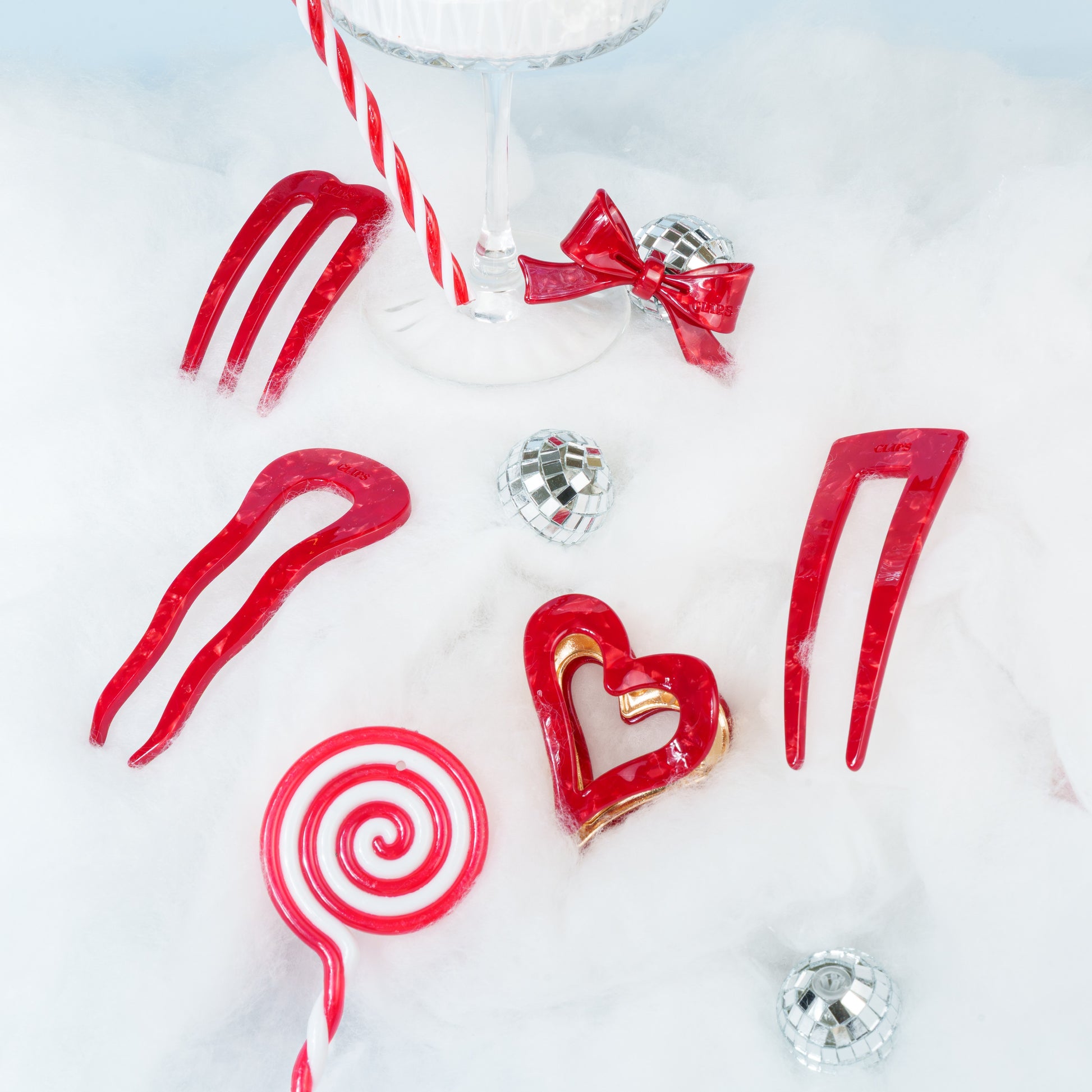 brennie clip haarspeld hartje metaal dik haar marmer donkerrood