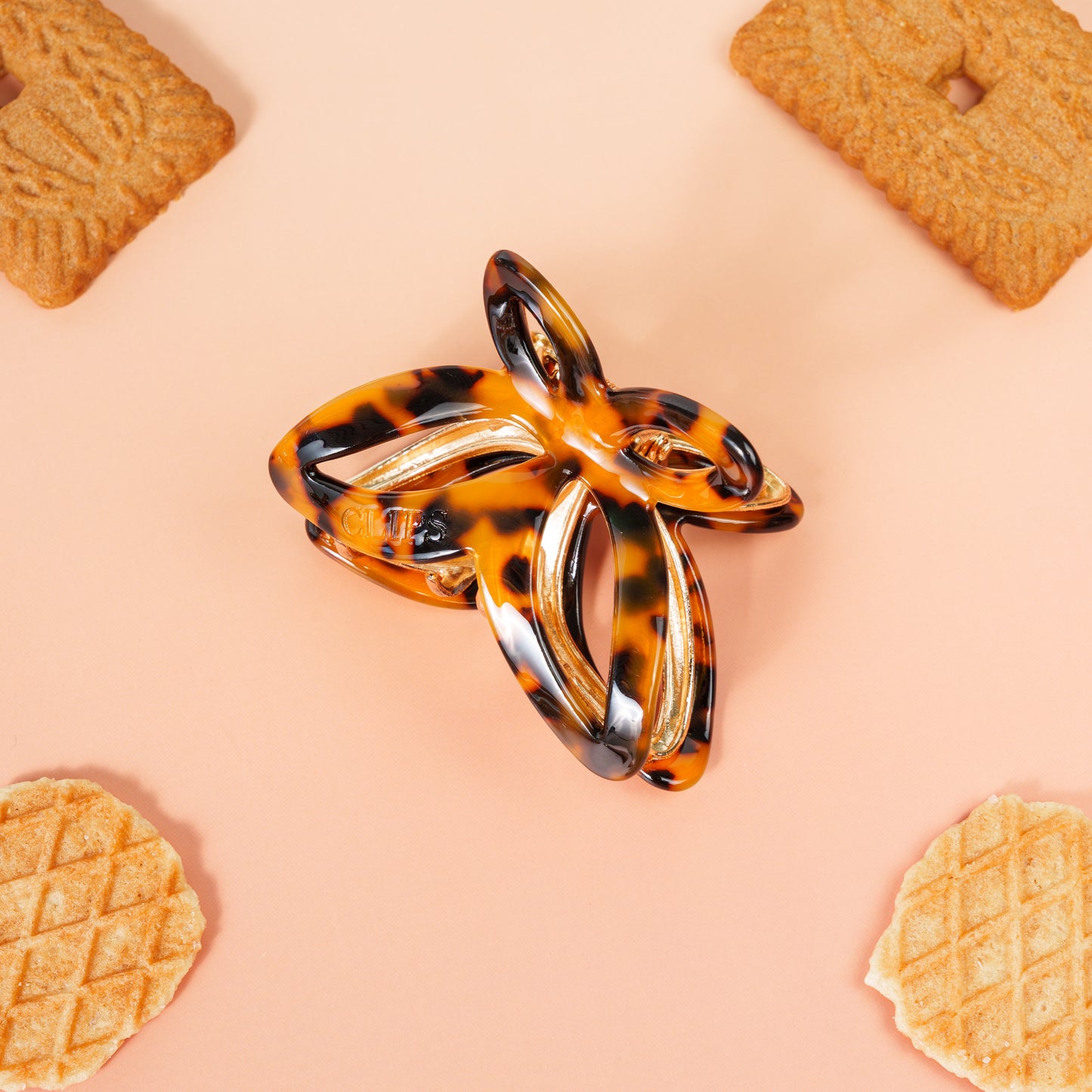 Emmy metalen vlinder haarspeld dik haar clips marmer bruin