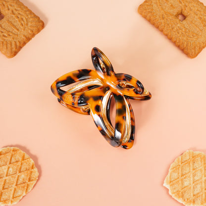 Emmy metalen vlinder haarspeld dik haar clips marmer bruin