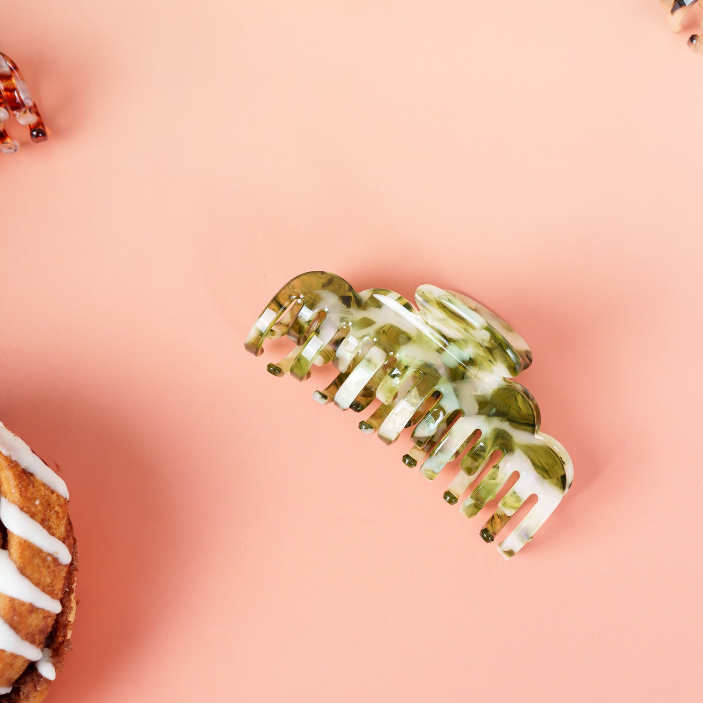 clip haarspeld fijn haar kwalitatief stevig clips marmer mosgroen