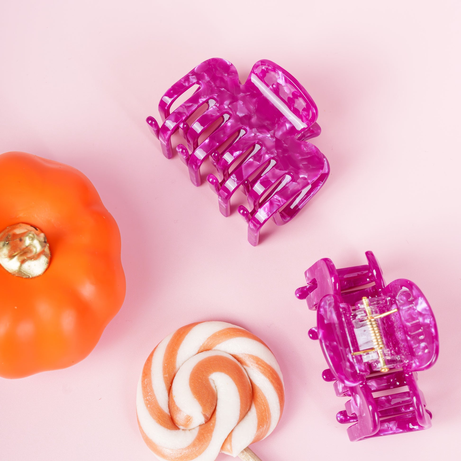 Clips haarspeld haarklem extra tandjes fijn haar glad haar marmer magenta