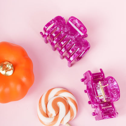 Clips haarspeld haarklem extra tandjes fijn haar glad haar marmer magenta