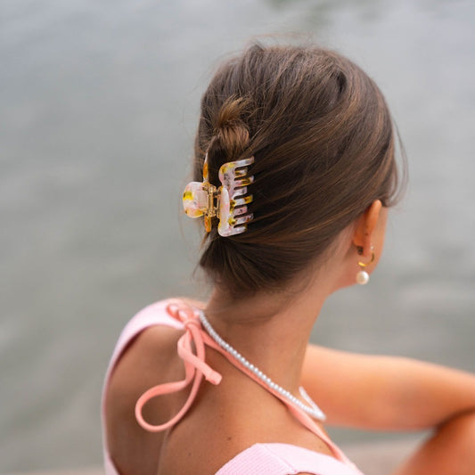 Clips haarspeld haarklem extra tandjes fijn haar glad haar wit geel roze