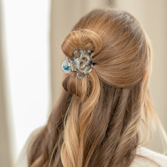 bloemen haarspeld bloem fijn haar dik haar clips stevig kwalitatief clip blauw