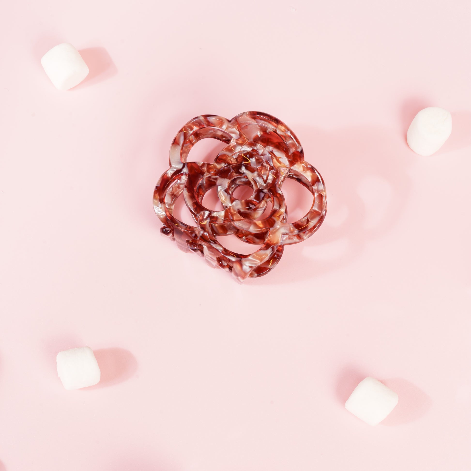 bloemen haarspeld fijn dun haar clips marmer bruin gevlekt