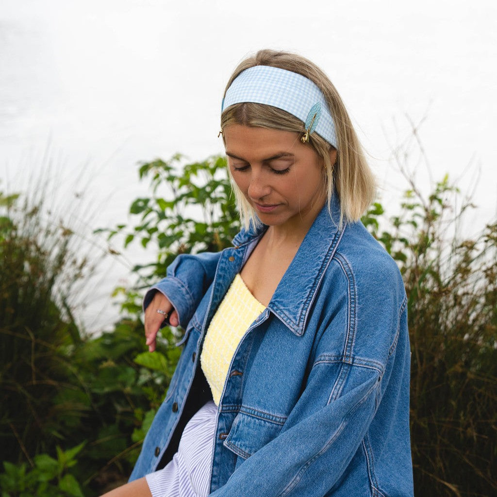 haarband blauw geruit