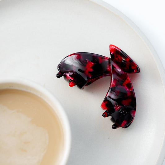 Julia gesplitste clip haarspeld haarklem clips licht groen extra tandjes fijn haar dik haar stevig donker rood
