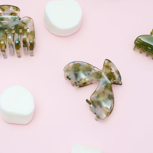 Julia gesplitste clip haarspeld haarklem clips licht groen extra tandjes fijn haar dik haar stevig groen