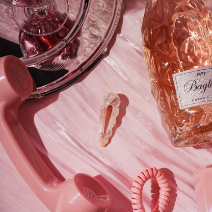 Leonie chuncky clip schuiver marmer wit roze