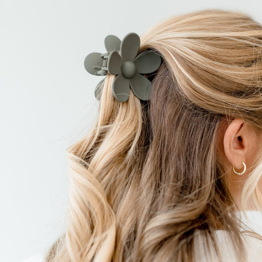 haarspeld bloem haarklem clips extra tandjes glad haar fijn dik stevig groen