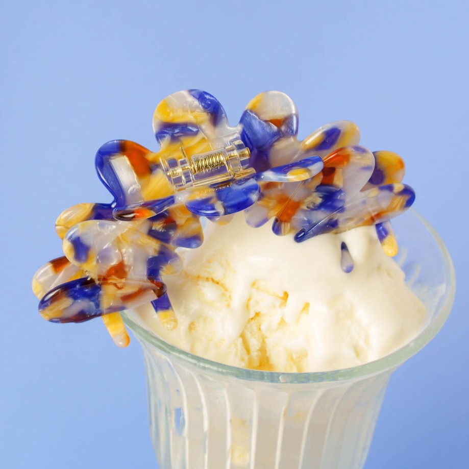 louisa clips gebogen clip donkerblauw goud