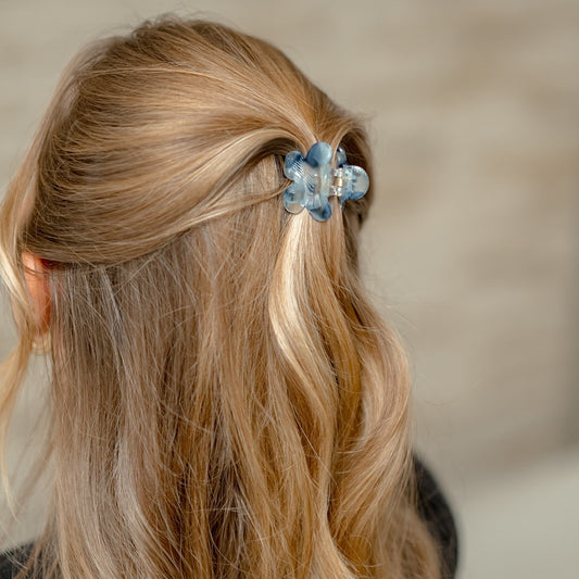 Kleine marmeren bloemen haarspeld clips fijn dun haar