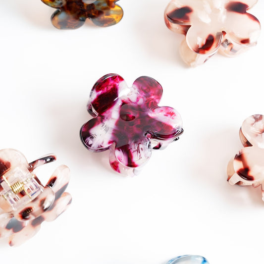 Bloemenhaarspeld bloem kleine bloem clip haarklem fijn haar dik haar alle haartypes paars